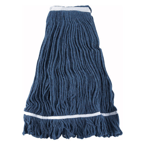 MOP-32 - Premium Cotton-Poly Blend Looped End Wet Mop Head - Blue - 32oz/900g