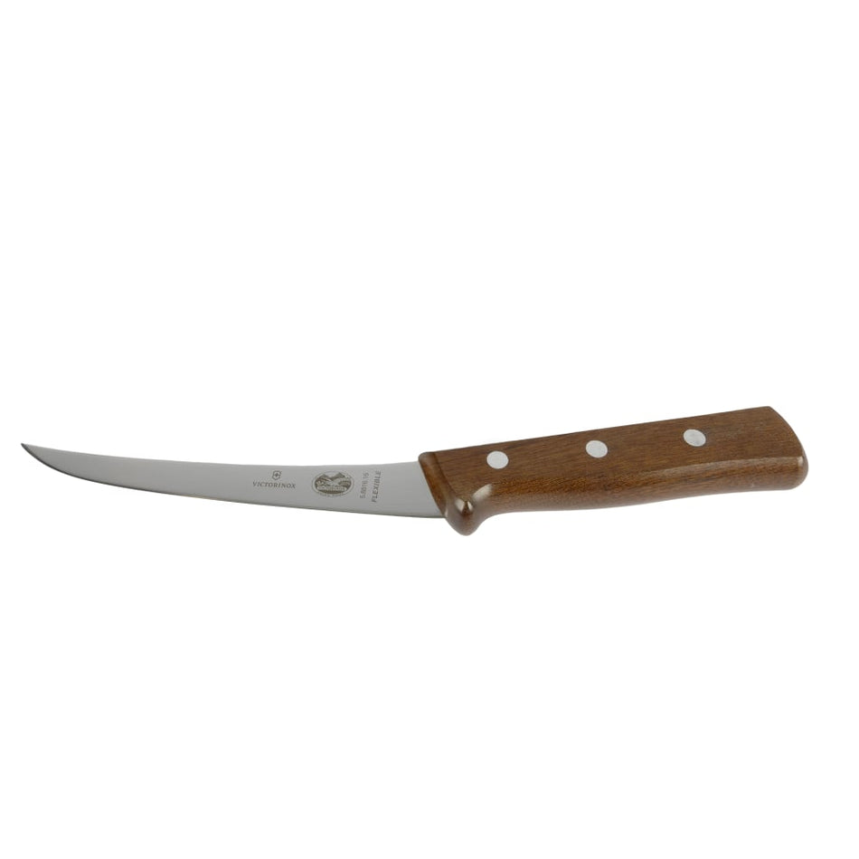 5.6616.15 - 6" Curved Boning Knife, Flexible, w/ Wooden Handle