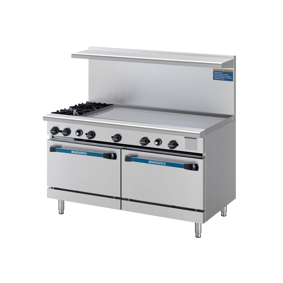 TARG-2B48G 60" Wide 2 Open Burner 48" Griddle, 2 Standard Oven