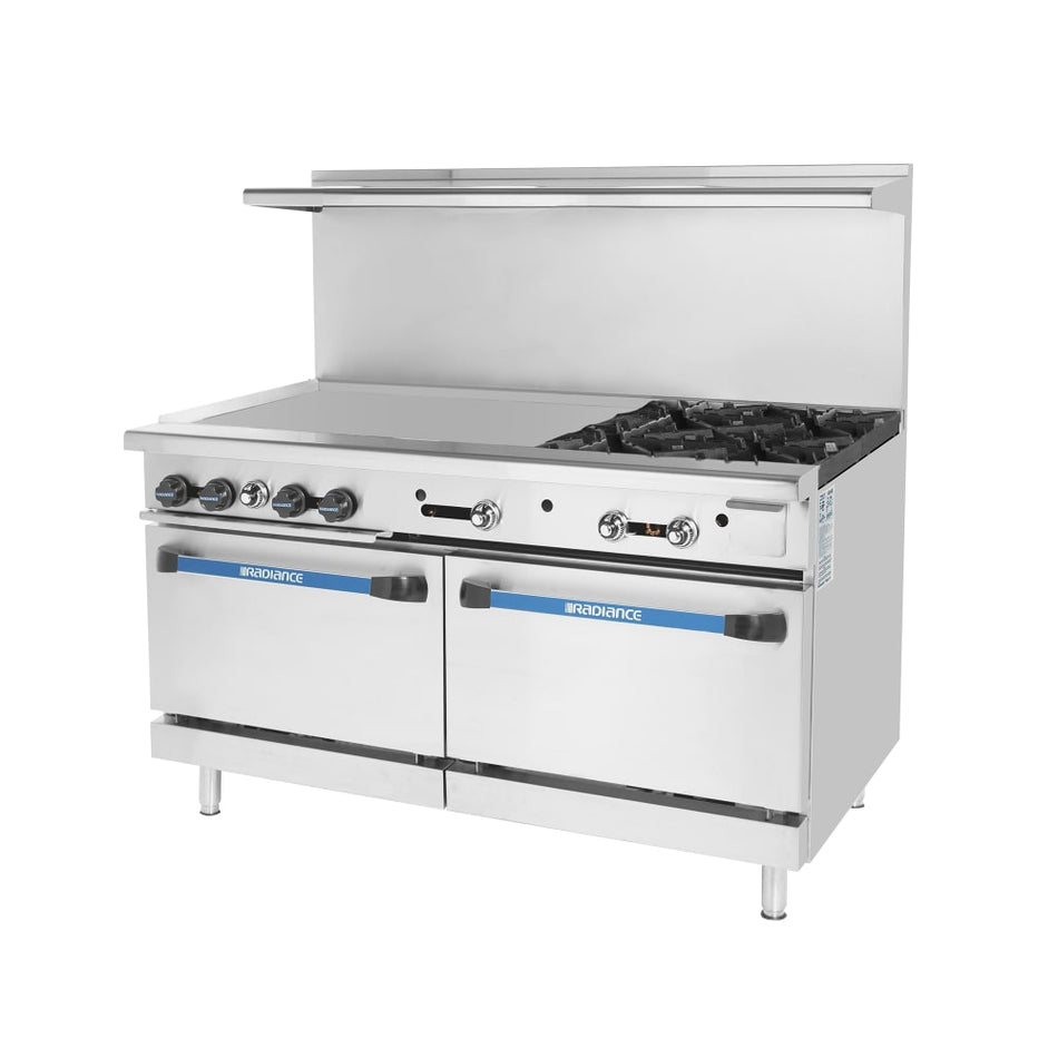 TARG-36G4B 60" Wide 4 Open Burner 36" Griddle, 2 Standard Oven