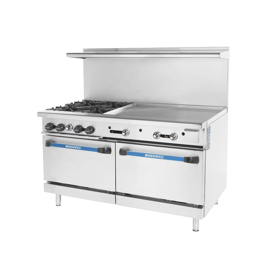 TARG-6B24G 60" Wide 6 Open Burner 24" Griddle, 2 Standard Oven
