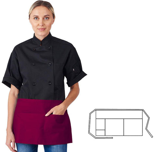 970-BU - 3-Pocket Waist Apron - Burgundy