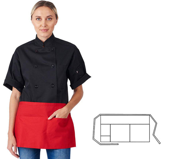 970-RD - 3-Pocket Waist Apron - Red