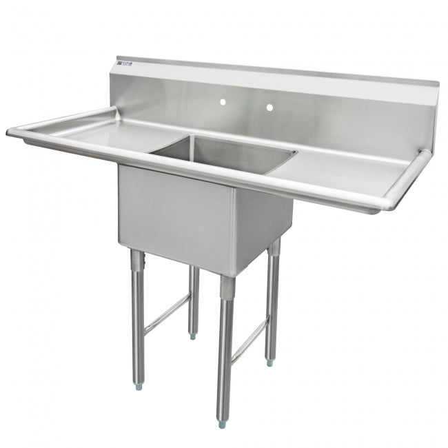 SH24241D - 1 Comp Sink, 24” x 24” x 14”, w/ 2 Drainboard, 16 ga.