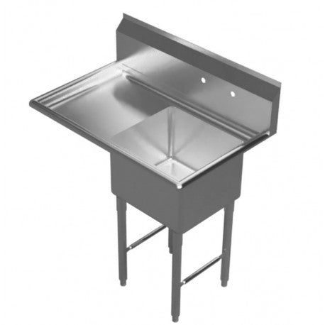 SH18241L - 1 Comp Sink, 18” x 24” x 14”, w/ Left Drainboard, 16 ga.