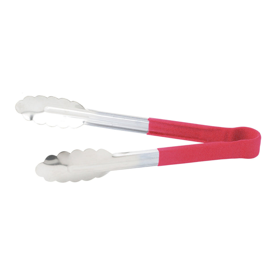 UTPH-9R Heat Resistant Heavy-Duty Utility Tongs with Polypropylene Handle - 9″, Red