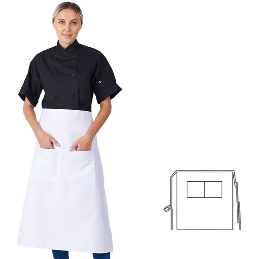920-WH - 2-Pocket Bistro Apron - White