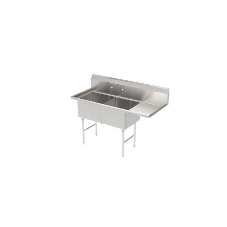 SE18182R - 2 Comp Sink, 18” x 18” x 12”, w/ Right Drainboard, 18 ga.