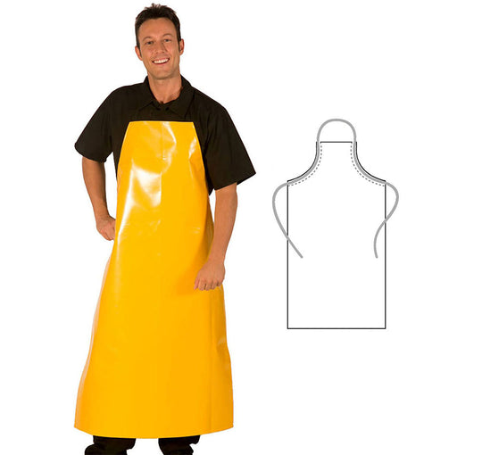 888HDA-YL - Adjustable Neck Janitorial and Chemical Extra Long Water Proof Multi Purpose Apron - Yellow