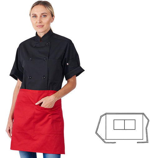 930-RD - 2-Pocket Half Bistro Apron - Red