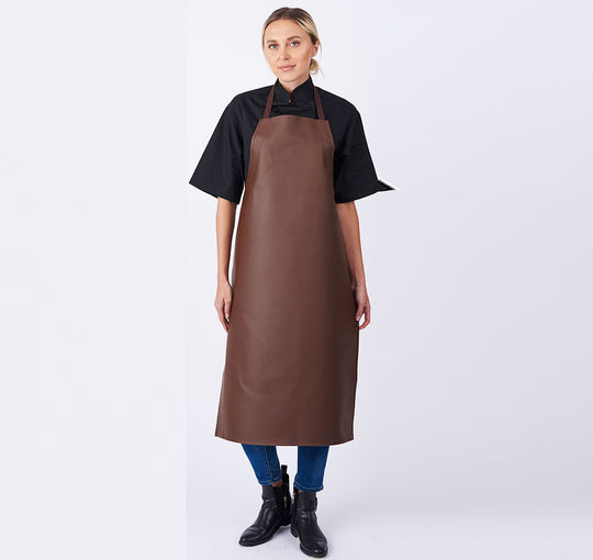 855XLA-BR - Adjustable Neck Heavy Duty Extra Long Brown PVC Vinyl Bib Apron - Brown