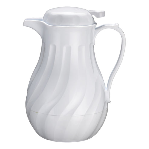 VSW-42W Swirl Pattern Push Button Insulated Beverage Server White, 42 oz