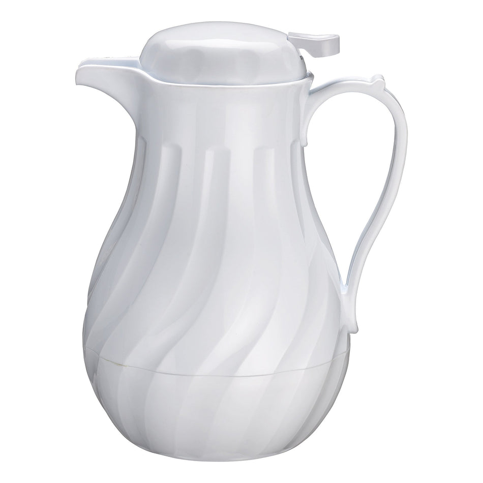 VSW-64W Swirl Pattern Push Button Insulated Beverage Server - White, 64 oz