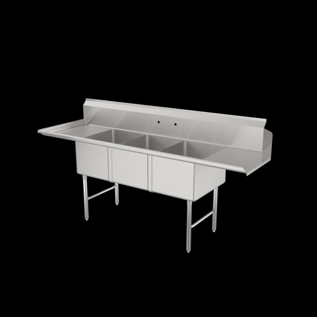 DT18243D-L - 3 Comp 18″ x 24″ Sink Dishtable - Left Side
