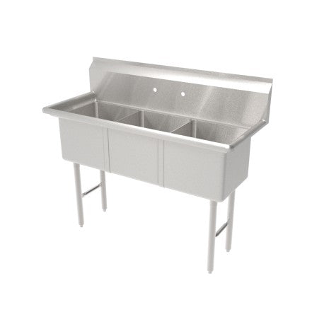 SH24243N - 3 Comp Sink, 24” x 24” x 14”, 18 ga.