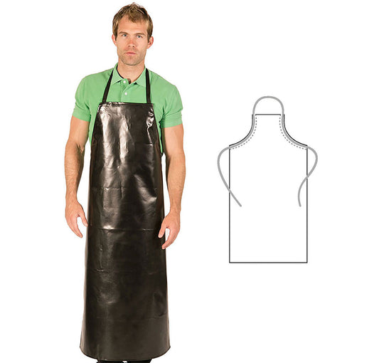 888HDA-BK - Adjustable Neck Janitorial and Chemical Extra Long Water Proof Multi Purpose Apron - Black