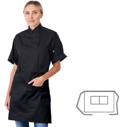 930-BK - 2-Pocket Half Bistro Apron - Black