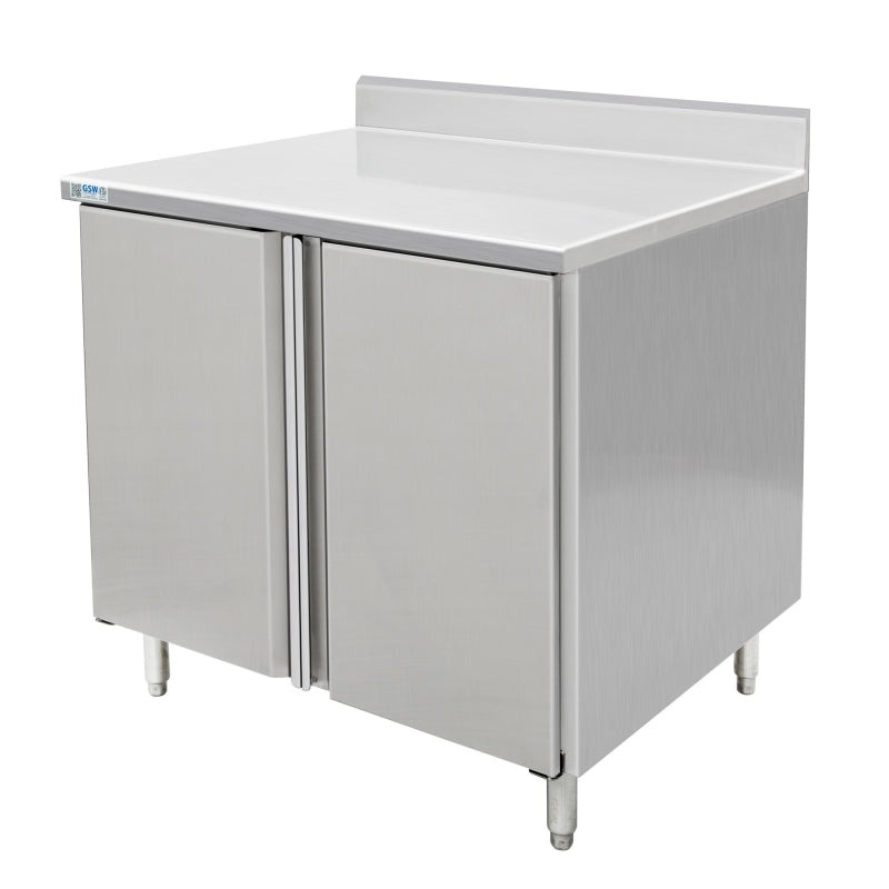 CTD-P2436H - 36″W x 24″D x 35″H Work Table, Cabinet Base, Hinged Doors, Rear Upturned