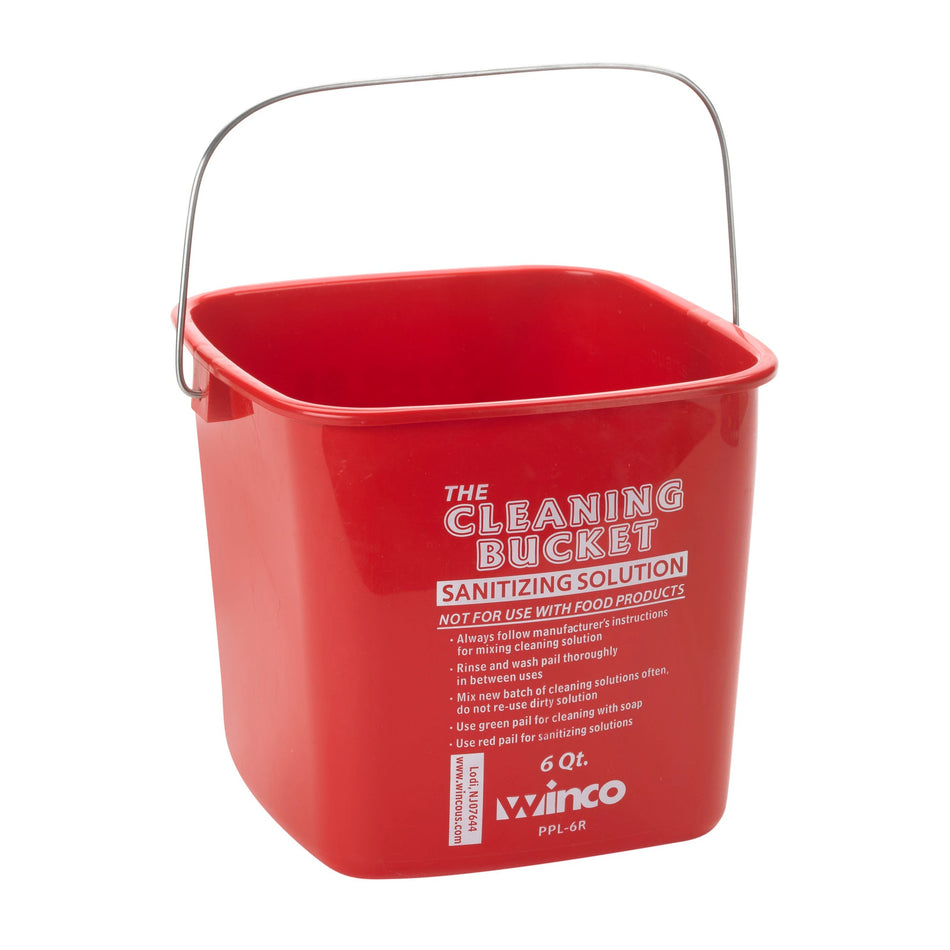 PPL-6R Cleaning Bucket - Red Sanitizing, 6 Quart