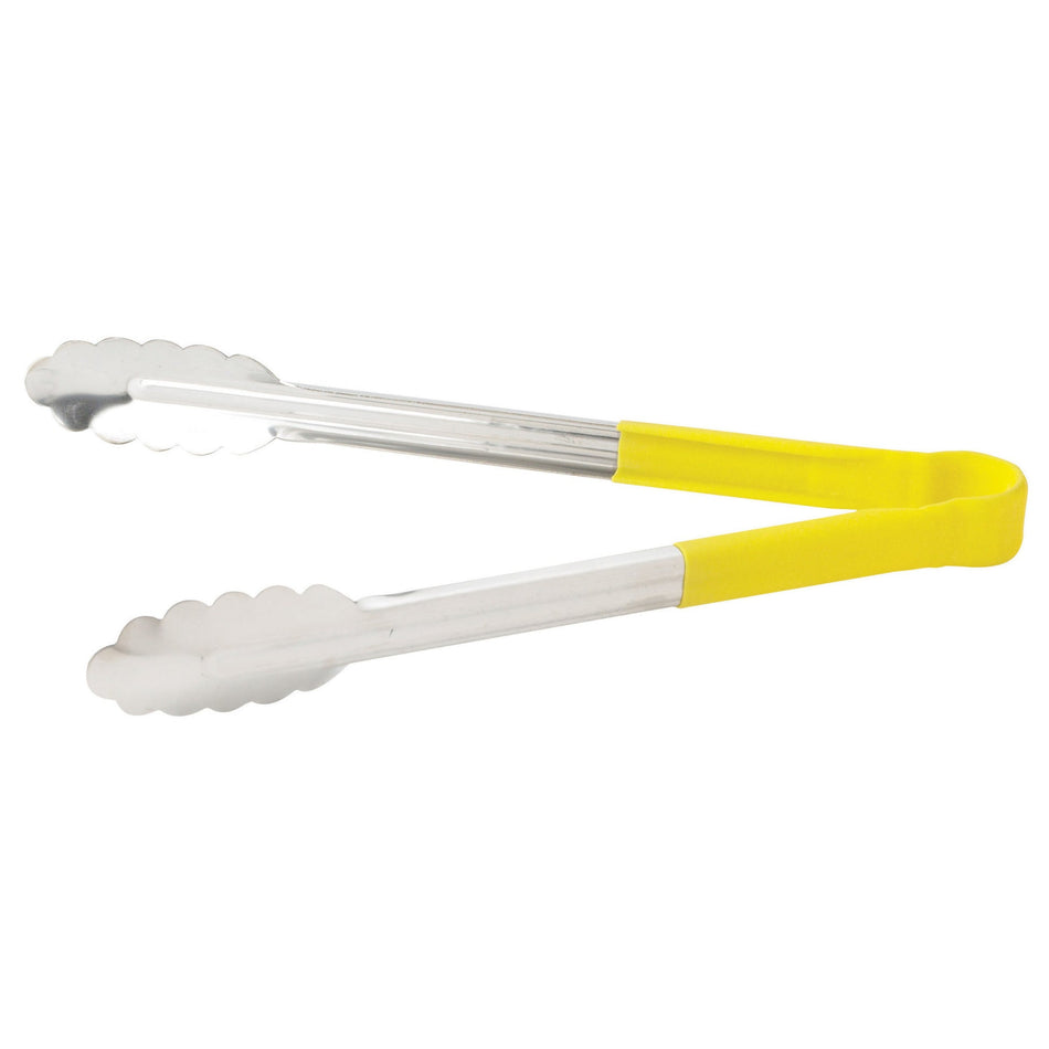 UTPH-12Y Heat Resistant Heavy-Duty Utility Tongs with Polypropylene Handle - 12″, Yellow