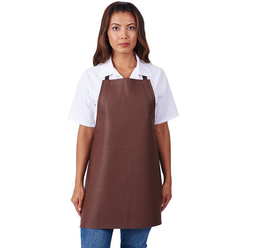 855A-BR - Adjustable Neck Heavy Duty Brown PVC Vinyl Bib Apron - Brown