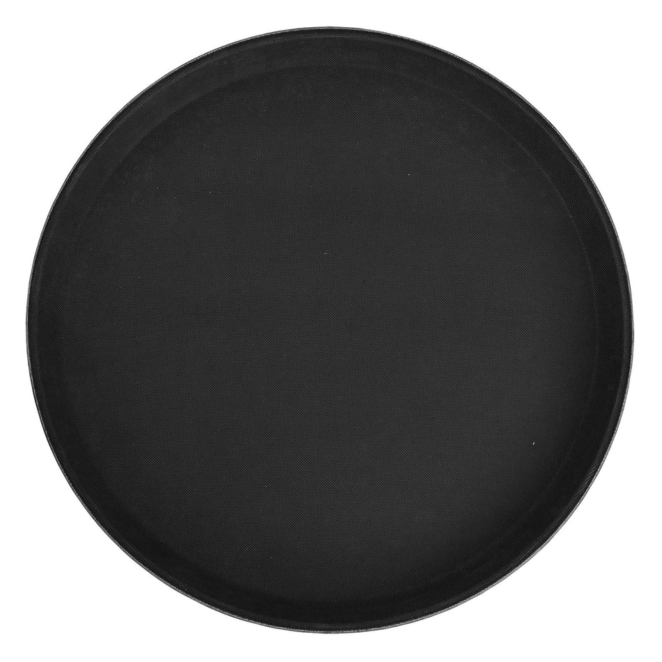 TFG-16K Deluxe Fiberglass Tray, Non-slip, Round - 16″, Black