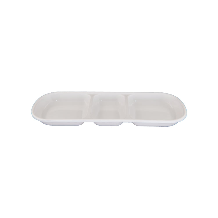 White Rectangle 3 Sectioned Dipping Bowl