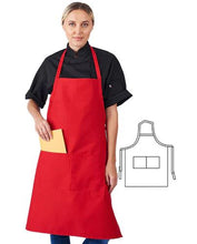 Load image into Gallery viewer, 800 HiLite Fixed Neck Extra Long Bib Apron - Two Pockets - Wrinkle Resistant (28″ W x 34″ H)