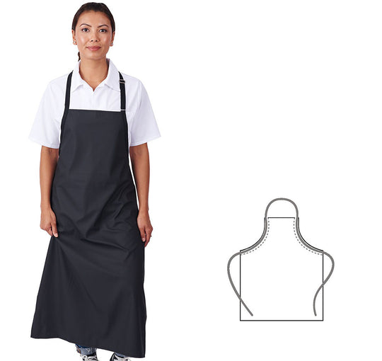 899XLA-BK - Adjustable Neck Polyurethane Extra Long Waterproof Janitorial Apron - Black
