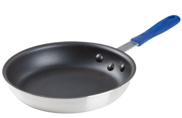 AFPI-8NH Induction Ready Aluminum Fry Pan, Stainless Steel Bottom, Non-Stick   Hybrid technology bonds a stainless steel plate to aluminum cookware, as effective in utilizing induction technology as full stainless steel cookware.