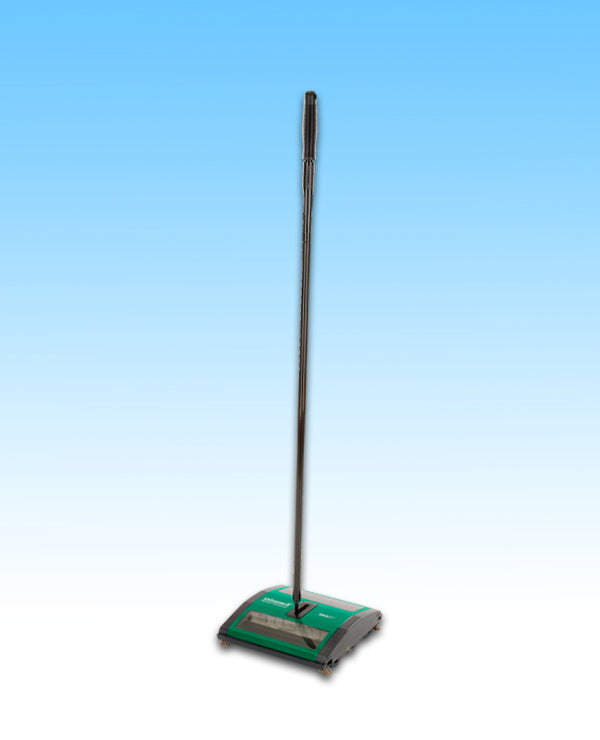 JL BG21 Sweeper By Bissell Comfort-grip handle 4 corner brushes for a better sweep Quiet no-motor system Cleans bare floors or carpet Durable, threaded handle 7.5″ cleaning path