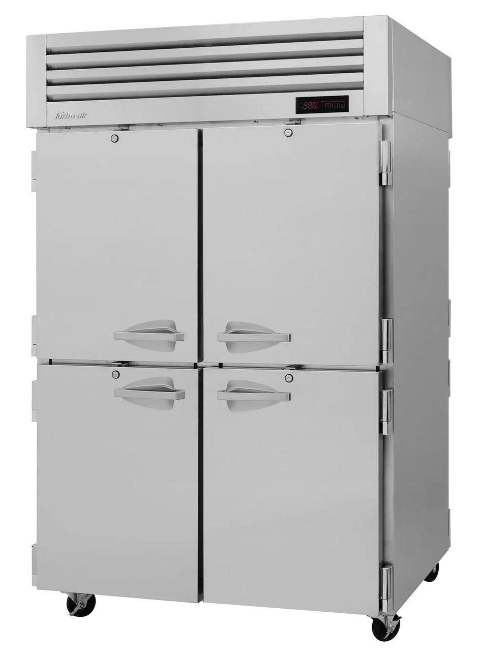 PRO-50-4H-SG-PT - 51-3/4" 4 Front Solid Half / 4 Back Glass Half Door Pass Thru Reach In Heated Cabinet - Top Mount