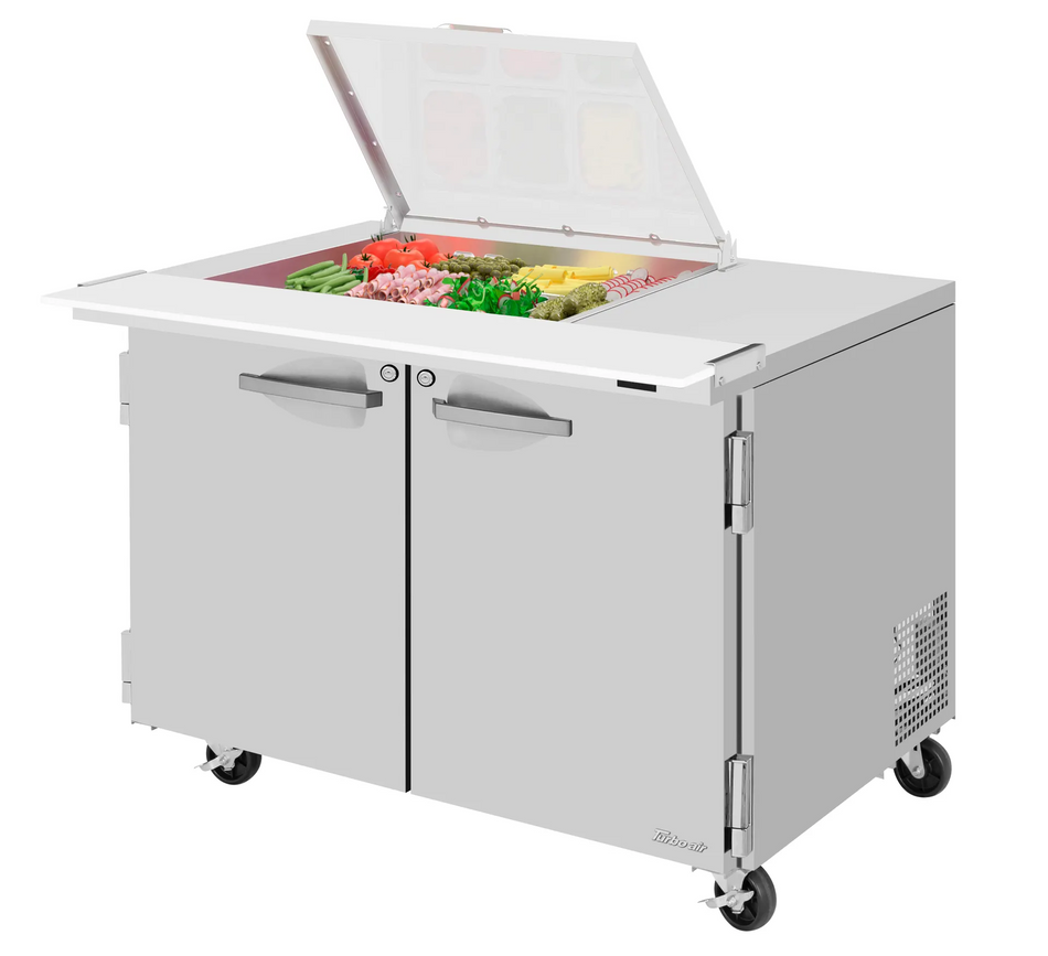 PST-48-12M-N-FCL - 48-1/4" 2 Door Megatop Flat Clear Lid Sandwich/Salad Unit