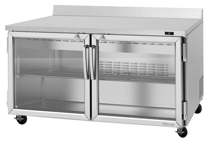 PWR-60-G-N - 60-1/4" 2 Glass Door Worktop Refrigerator