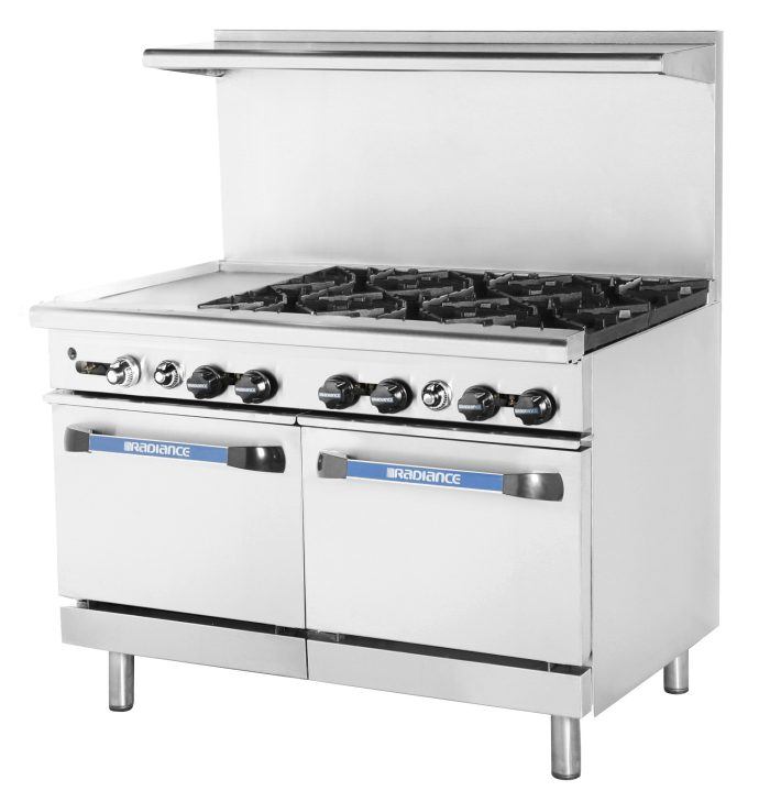 TARG-12G6B 48" Wide 6 Open Burner 12" Griddle, 2 Standard Oven