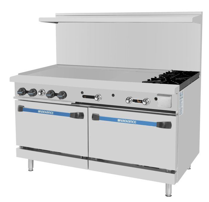 TARG-48G2B 60" Wide 2 Open Burner 48" Griddle, 2 Standard Oven