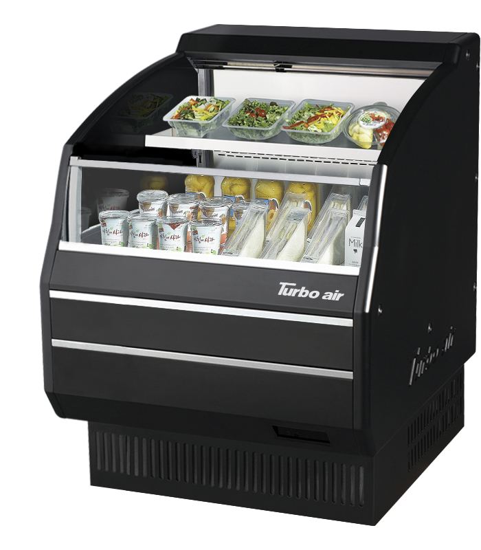 TOM-30LB-SP-N - 28-1/8" Solid Side Low Profile Horizontal Open Display Case - Black