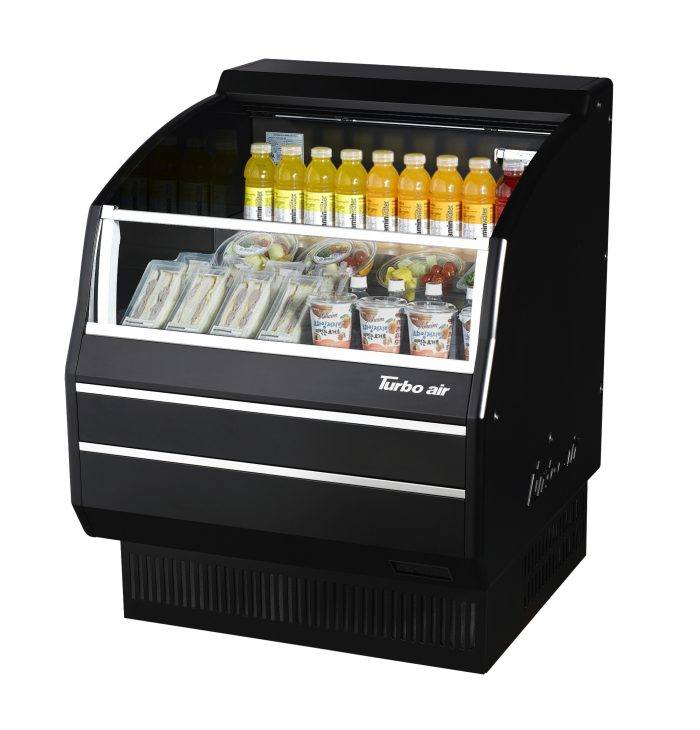 TOM-30SB-SP-N - 28-1/8" Solid Side Slim Horizontal Open Display Case - Black