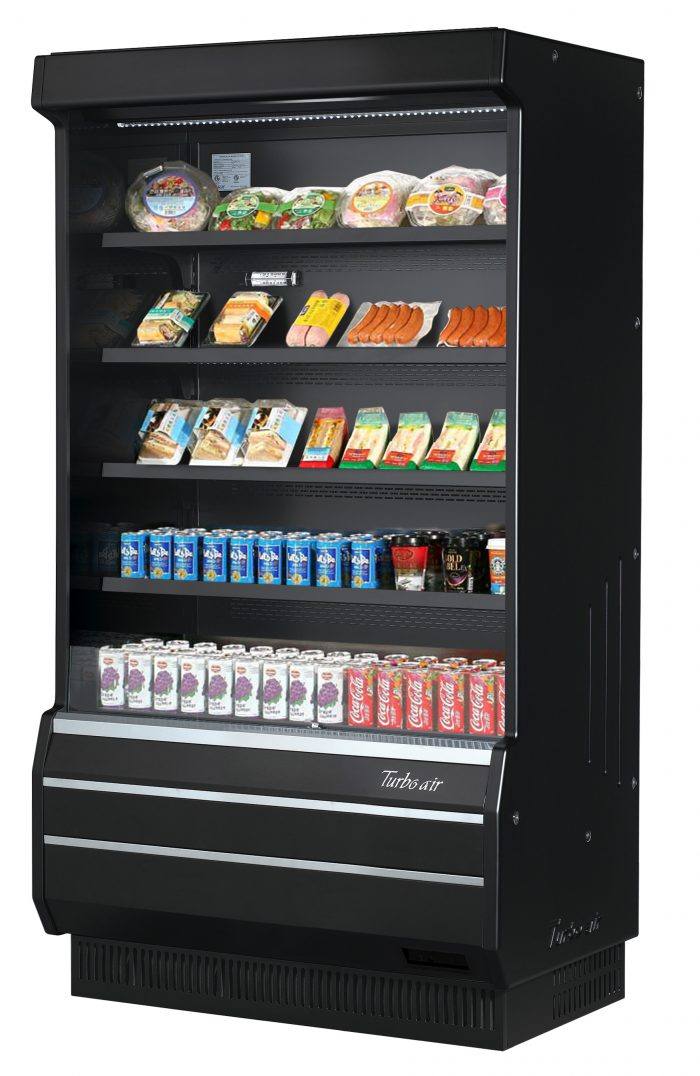 TOM-40B-SP-A-N - 39-1/8" Full Height Vertical Open Display Case - All Black