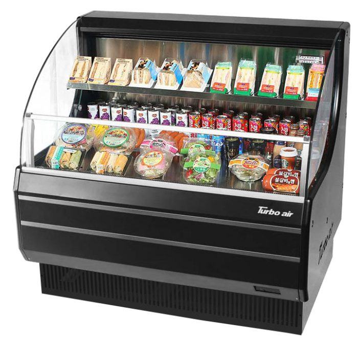 TOM-40LB-N - 39-1/8" Glass Side Low Profile Horizontal Open Display Case - Black