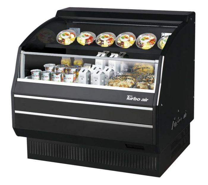 TOM-40LB-SP-A-N - 39-1/8" Solid Side Low Profile Horizontal Open Display Case - All Black