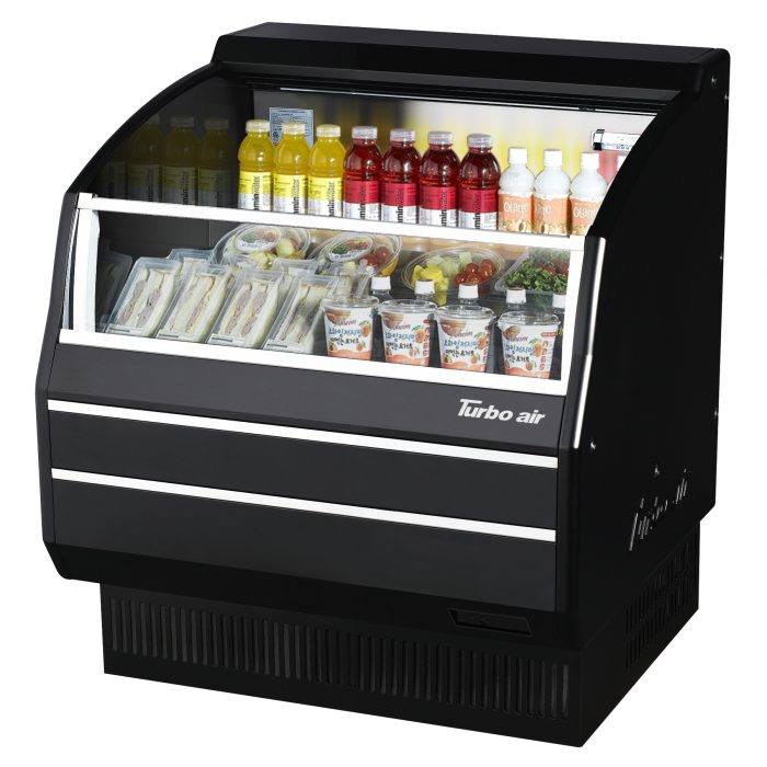 TOM-40SB-SP-N - 39-1/8" Solid Side Slim Horizontal Open Display Case - Black