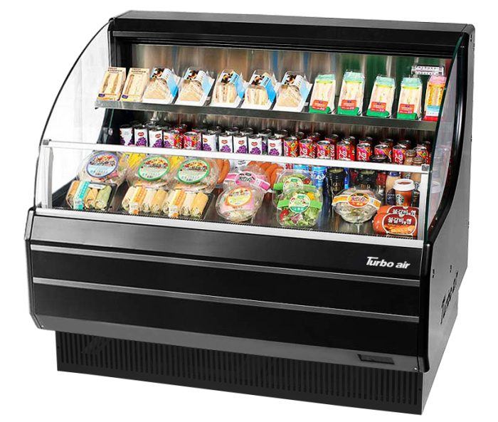 TOM-50LB-N - 50-7/8" Glass Side Low Profile Horizontal Open Display Case - Black