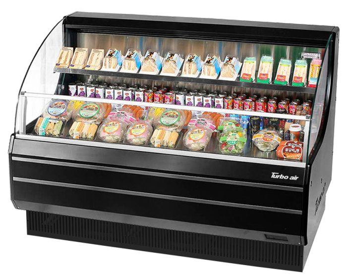 TOM-60LB-N - 63-3/8" Glass Side Low Profile Horizontal Open Display Case - Black