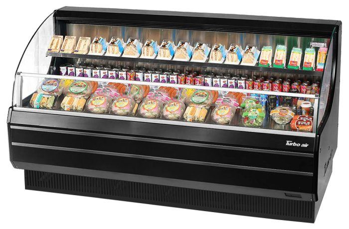 TOM-75LB-N - 75-3/4" Glass Side Low Profile Horizontal Open Display Case - Black