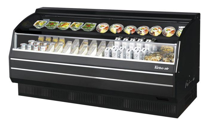 TOM-75LB-SP-A-N - 75-3/4" Solid Side Low Profile Horizontal Open Display Case - All Black