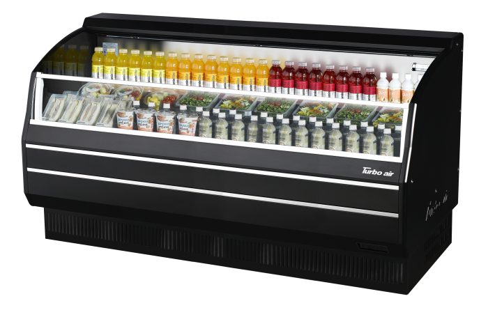 TOM-75SB-SP-N - 75-3/4" Solid Side Slim Horizontal Open Display Case - Black