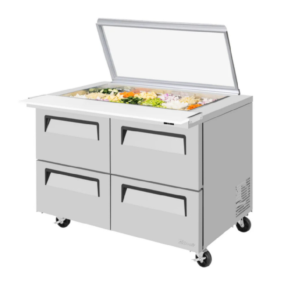 TST-48SD-18-D4-N-GL - 48-1/4" 4 Drawer Glass Lid Mega Top Sandwich/Salad Unit