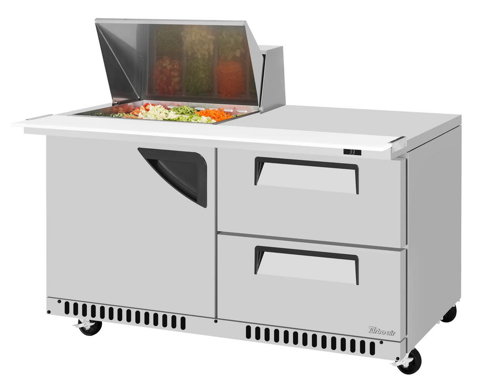 TST-60SD-12M-D2R(L)-FB-N(-LW) - 60-1/4" 2 Drawer Front Breathing Mega Top Sandwich/Salad Unit