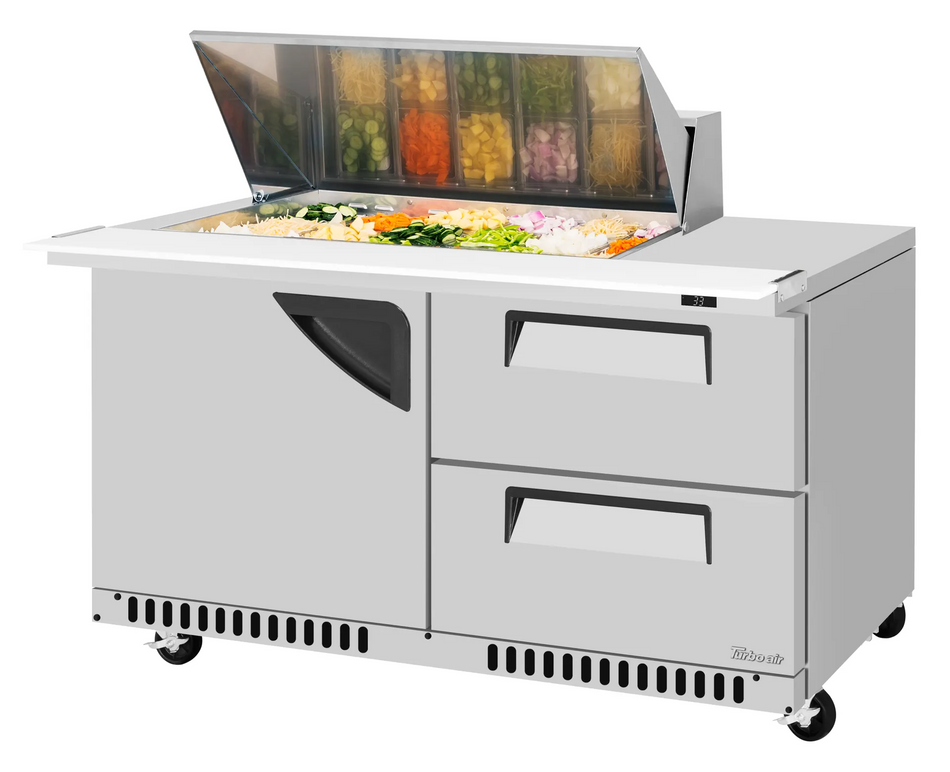 TST-60SD-18M-D2R(L)-FB-N(-LW) - 60-1/4" 2 Drawer Front Breathing Mega Top Sandwich/Salad Unit